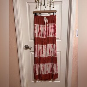 Mossimo Supply Co. Red and White Tie-Dye Maxi Skirt